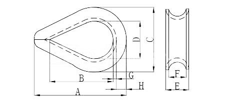 Timbles de acero inoxidable de servicio estándar para accesorios de cuerda de alambre extrapesados G-414